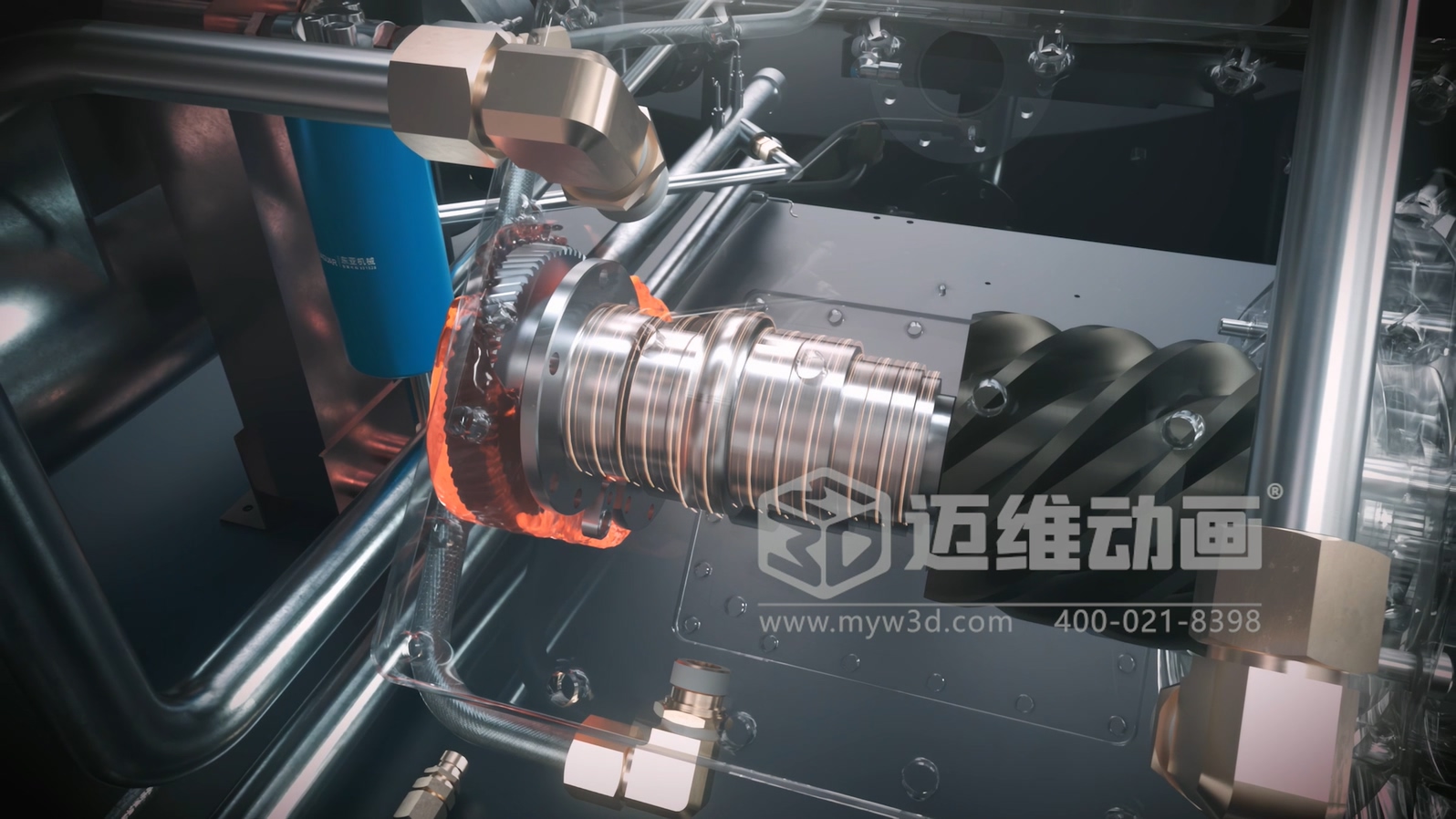 解密無油螺桿壓縮機(jī)！邁維動(dòng)畫用3D技術(shù)激活工業(yè)機(jī)械的可視化力量(圖3)